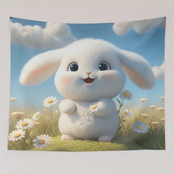 Item preview, Cute white bunny, spring meadow designed and sold by Mauswohn.