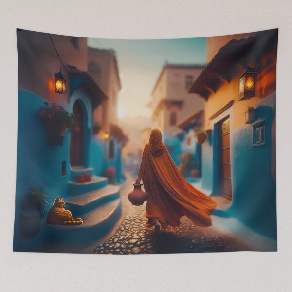 Item preview, Blue houses designed and sold by Vibranta Studio.