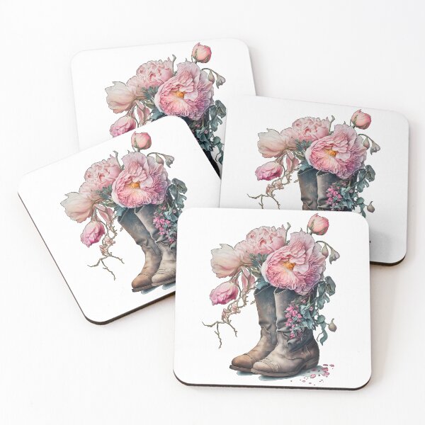 Artikelvorschau, Cowboyboots with pink peonies 3 entworfen und verkauft von SchokoGoth.