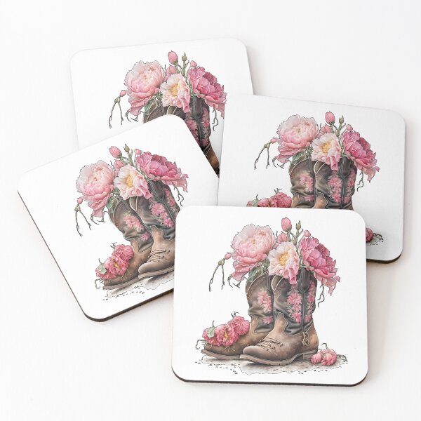 Artikelvorschau, Cowboyboots with pink peonies 4 entworfen und verkauft von SchokoGoth.