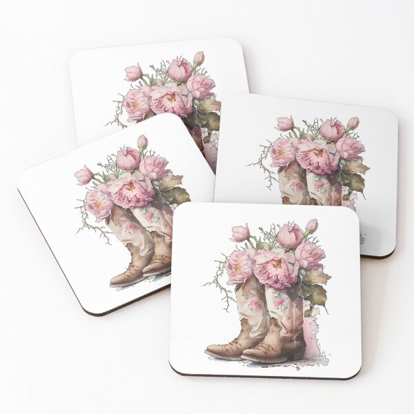 Artikelvorschau, Cowboyboots with pink peonies 6 entworfen und verkauft von SchokoGoth.