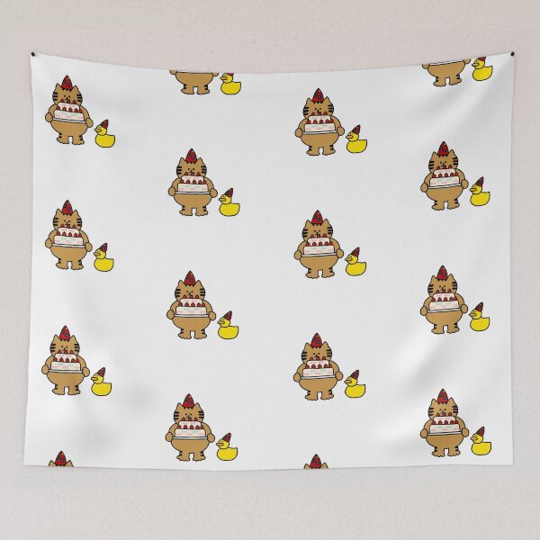 Item preview, a Cat and a Duck with a cake designed and sold by superbaechoo.