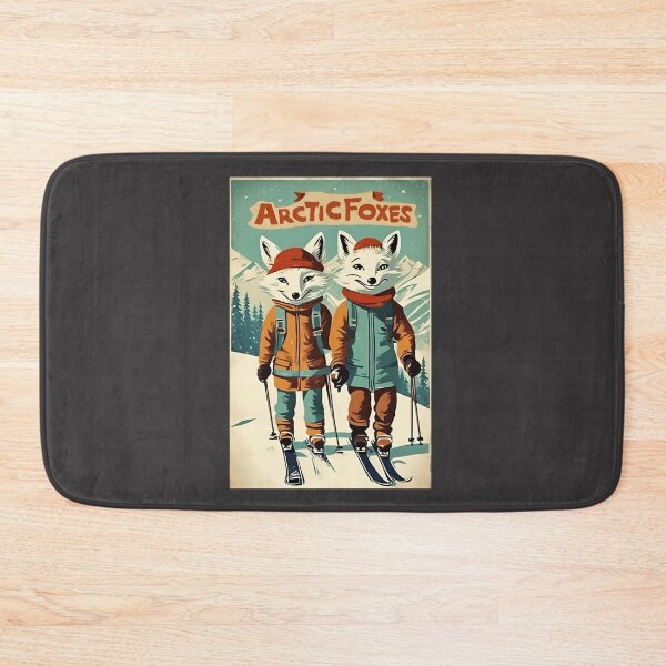 Item preview, Arctic Fox in Winter Vintage Skiing Couple Skier Mount Love Foxes  designed and sold by FociCreate.