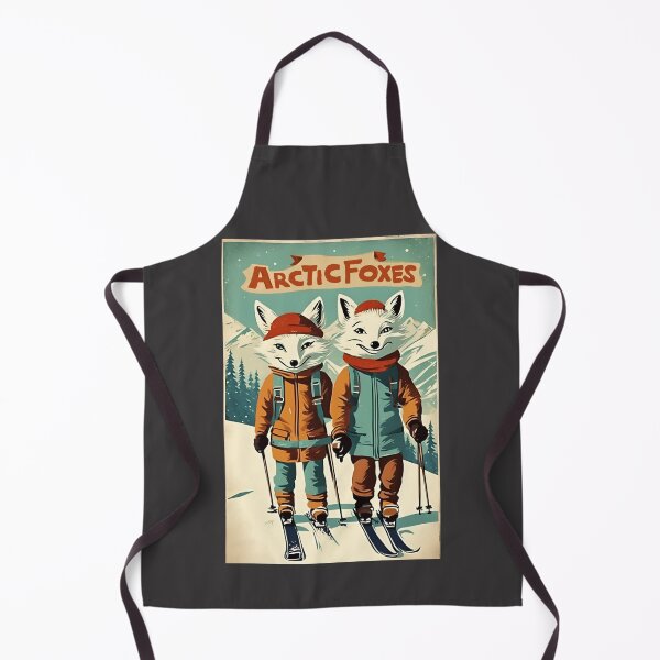 Item preview, Arctic Fox in Winter Vintage Skiing Couple Skier Mount Love Foxes designed and sold by FociCreate.