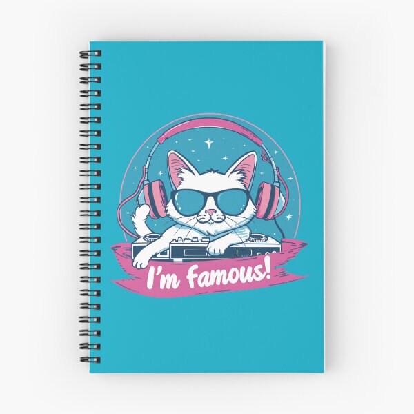 Item preview, I'm famous art. Cat dj and musician designed and sold by Leylita Design.