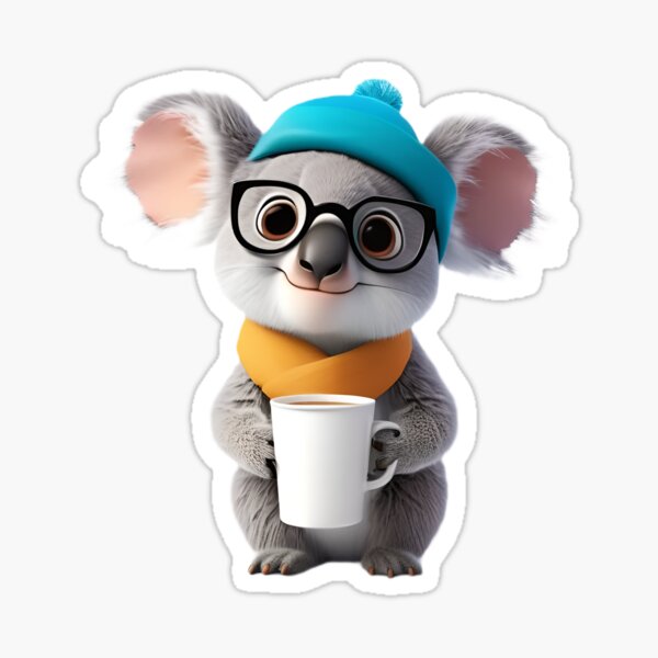 Cozy Koala with Coffee Cup Sticker
