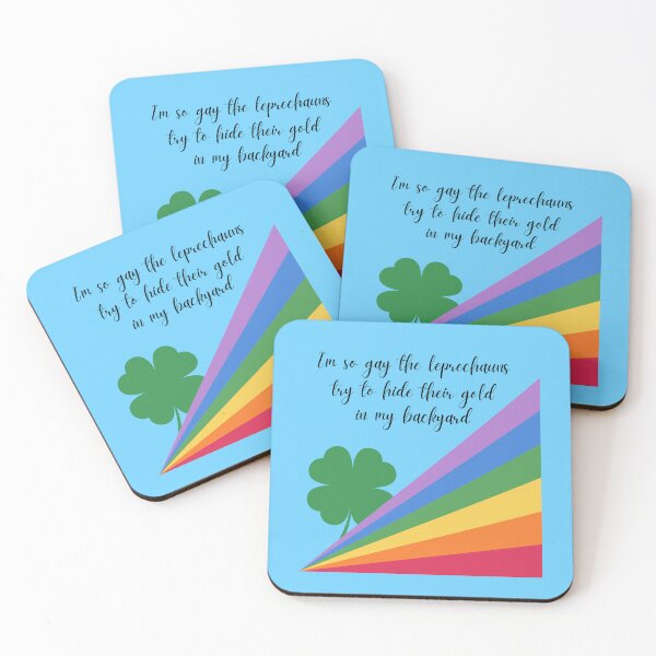 Item preview, Pride Rainbow and a Four Leaf Clover on Light Blue - Black Letters designed and sold by Icefyre-Art.