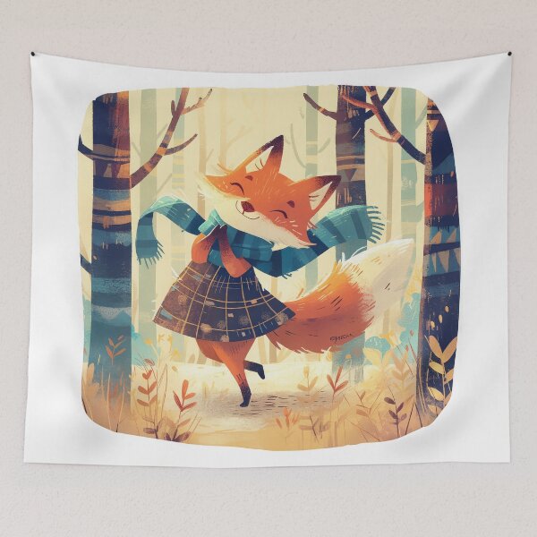 Item preview, Beautiful Lady Fox dancing in the forest designed and sold by JoyfulNat.