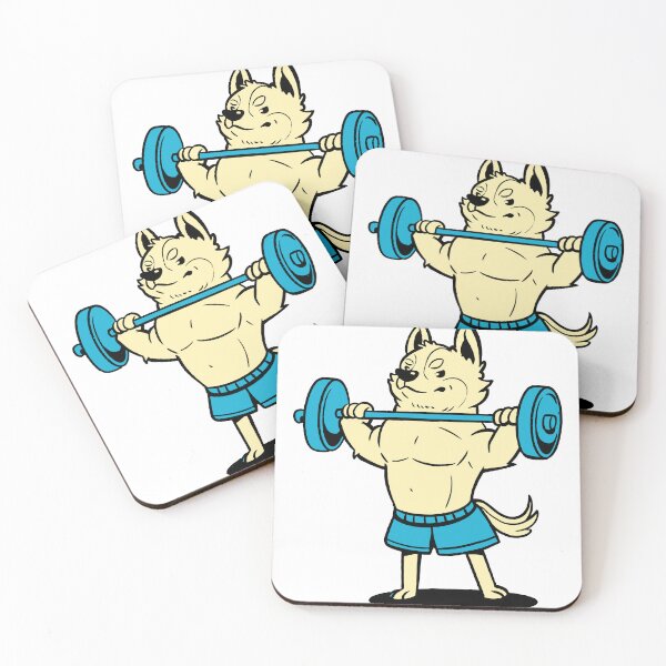 Item preview, Cartoon Muscular Dog Lifting Barbell | Strong Dog Art" designed and sold by TurtleDojo.