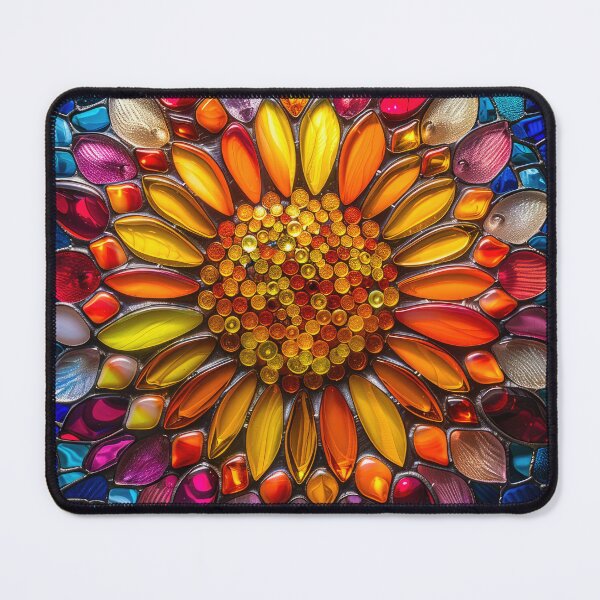 Item preview, Stained Glass Sunflower Mandala 01 designed and sold by mhfoto.