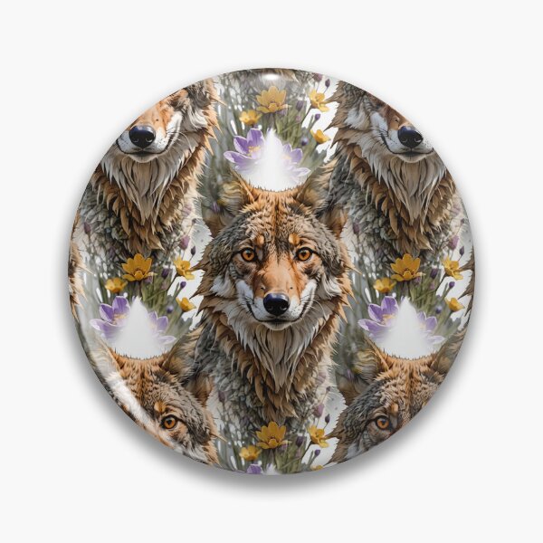 Item preview, Coyote Surrounded By American Pasque Flower Pattern designed and sold by taiche.