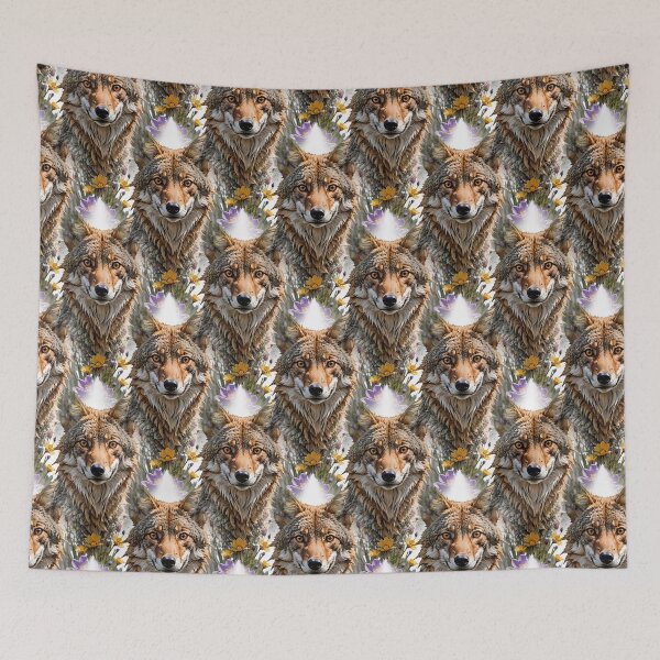 Item preview, Coyote Surrounded By American Pasque Flower Pattern designed and sold by taiche.
