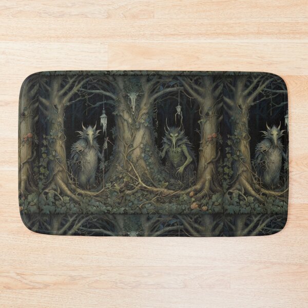 Artikelvorschau, Geister im Märchenwald, magisch schönes, dunkles, gruseliges Fresko-Design nach William Morris entworfen und verkauft von Vintage Designs +.