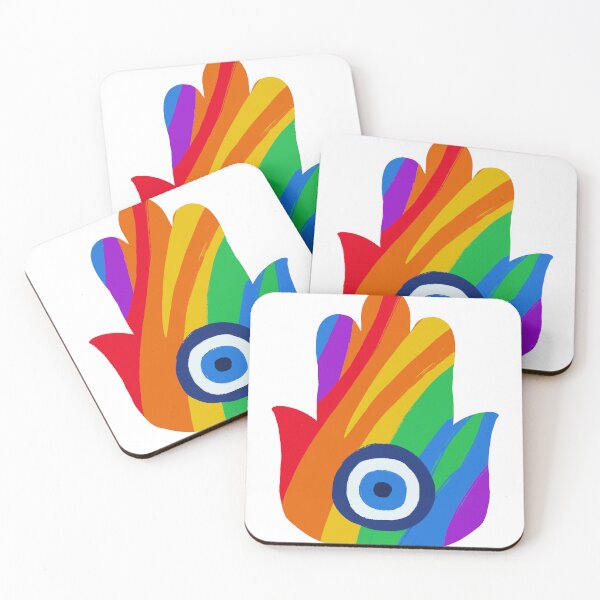 Item preview, Pride Flag Hamsa designed and sold by PeaceforIsrael.