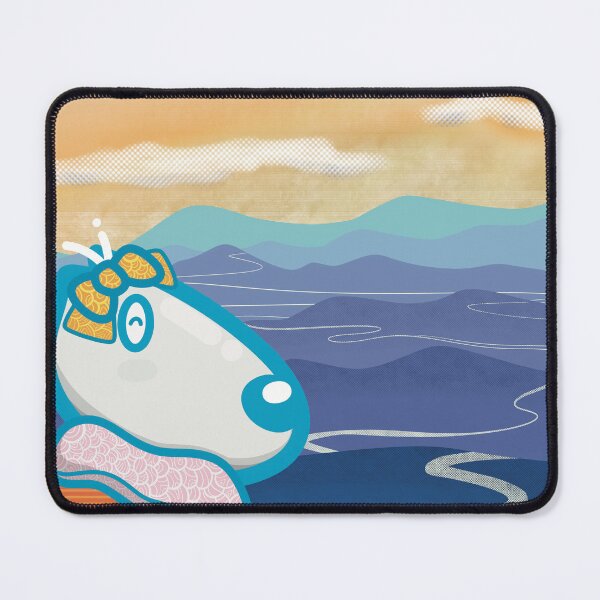 Item preview, Traveling dog with pink scalf and orange bow . Long widing road and mountain designed and sold by tennstudio.