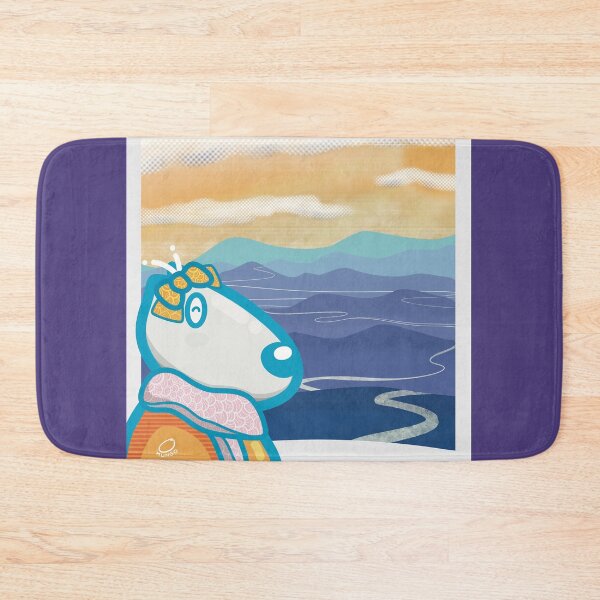 Item preview, Traveling dog with pink scalf and orange bow . Long widing road and mountain designed and sold by tennstudio.