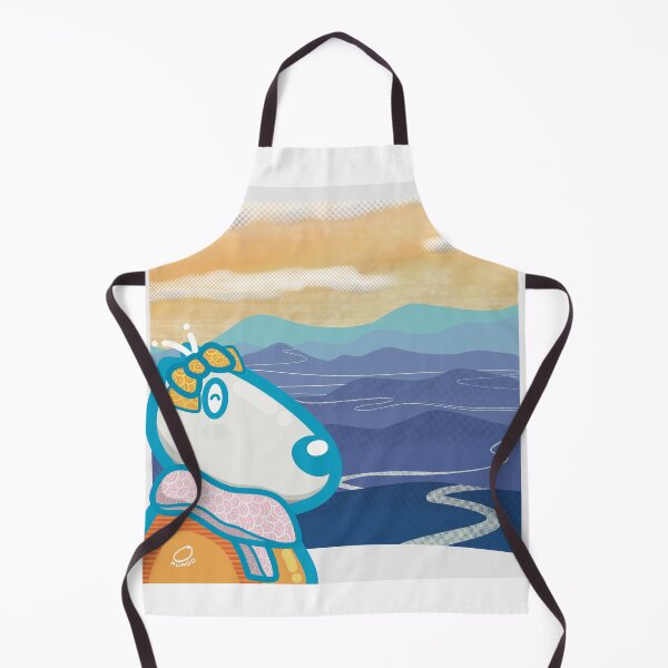Item preview, Traveling dog with pink scalf and orange bow . Long widing road and mountain designed and sold by tennstudio.