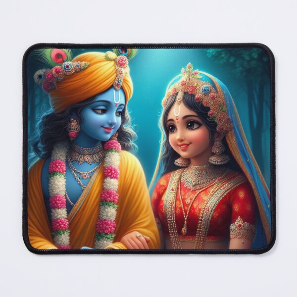 Item preview, Beautiful Radha Krishna Meeting each other in Vrindavan at Night designed and sold by VrindaArts.