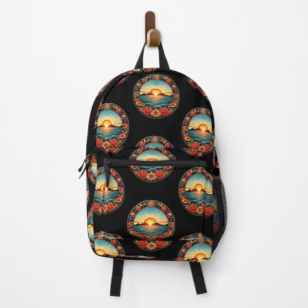 Item preview, Summertime Sunrise over the Ocean with Floral Border designed and sold by NautiChic.
