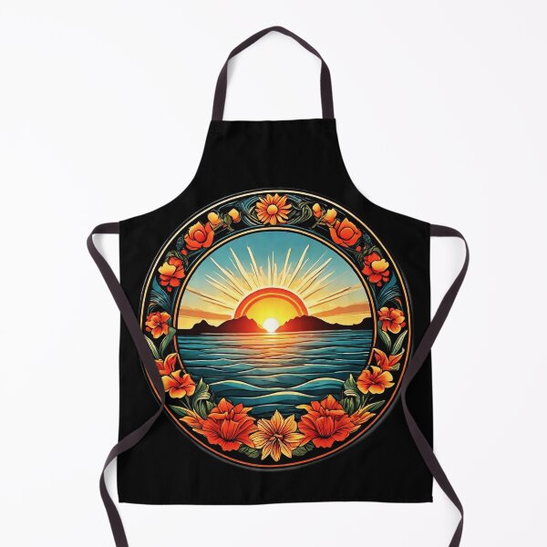 Item preview, Summertime Sunrise over the Ocean with Floral Border designed and sold by NautiChic.