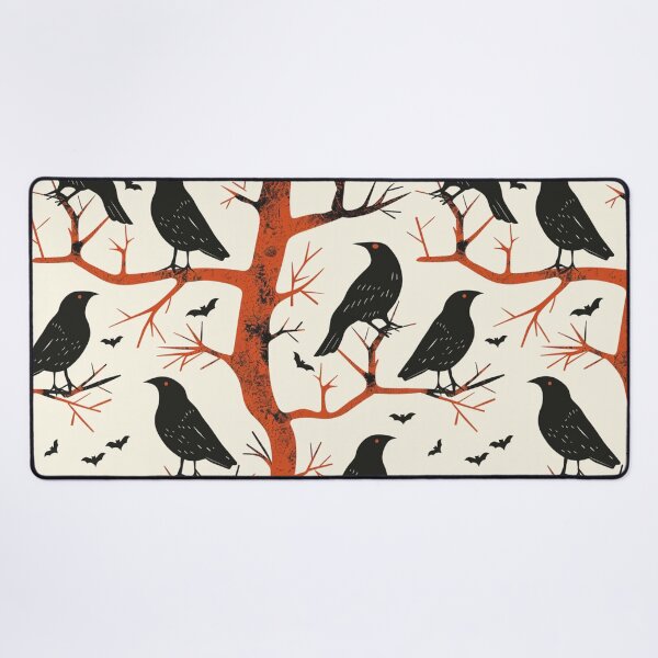 Item preview, Black Ravens and Bats on a Red Bare Tree Halloween Pattern Large designed and sold by AgathaZolastore.