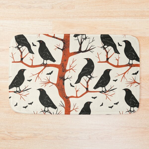Item preview, Black Ravens and Bats on a Red Bare Tree Halloween Pattern Large designed and sold by AgathaZolastore.