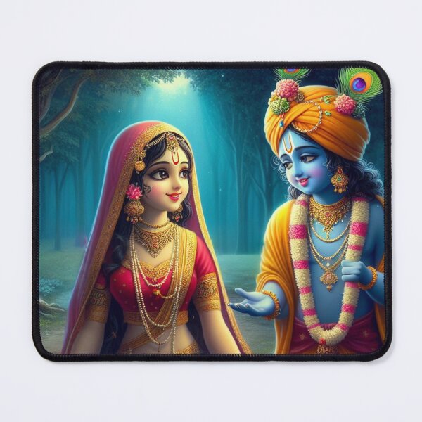 Item preview, Beautiful Radha Krishna Meeting each other in Vrindavan at Night designed and sold by VrindaArts.