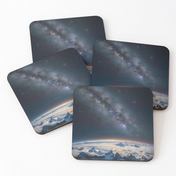 Item preview, Milky Way Above Earth: Stellar Night Sky Snow-Capped Mountains designed and sold by EnchantedVista.