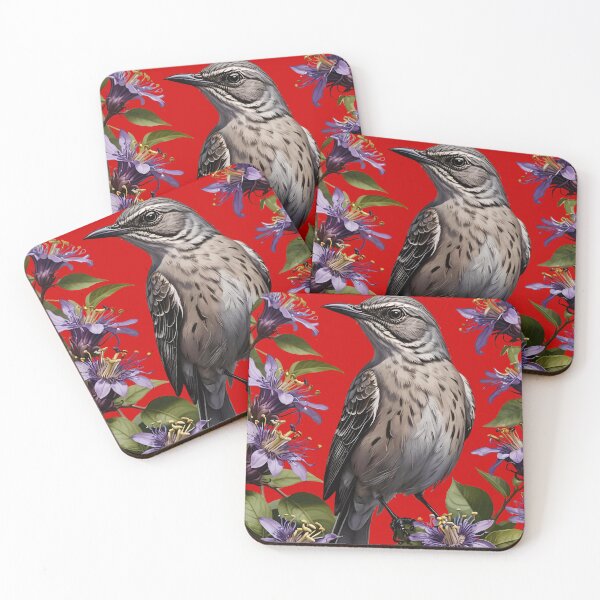 Item preview, A Mockingbird Surrounded By Purple Passion Flower Flowers designed and sold by taiche.