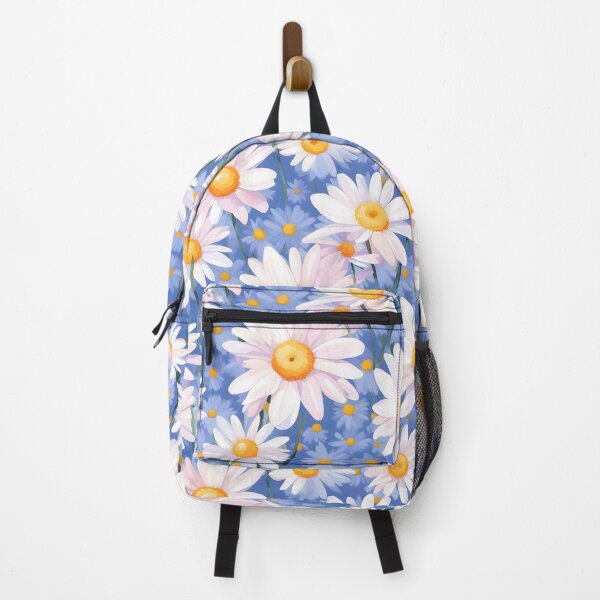 Item preview, Elegant Daisy Delight Floral Pattern With Blue Background, Flower Pattern Design designed and sold by StickerinoShop.