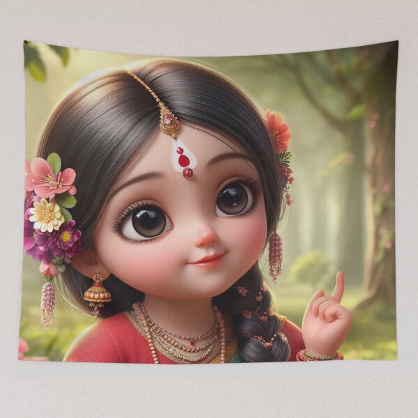 Item preview, Beautiful Radha Rani Talking with Friend about Krishna designed and sold by VrindaArts.