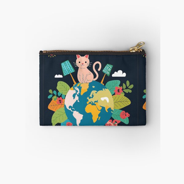 Item preview, Cartoon image of cute cat in concept of sustainable world.  designed and sold by PhotoSticker-YY.