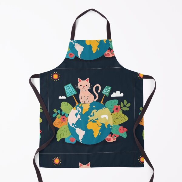 Item preview, Cartoon image of cute cat in concept of sustainable world.  designed and sold by PhotoSticker-YY.