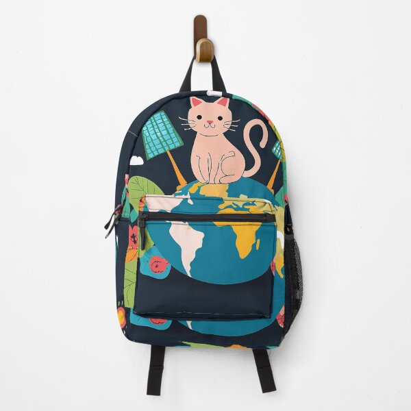 Item preview, Cartoon image of cute cat in concept of sustainable world. designed and sold by PhotoSticker-YY.