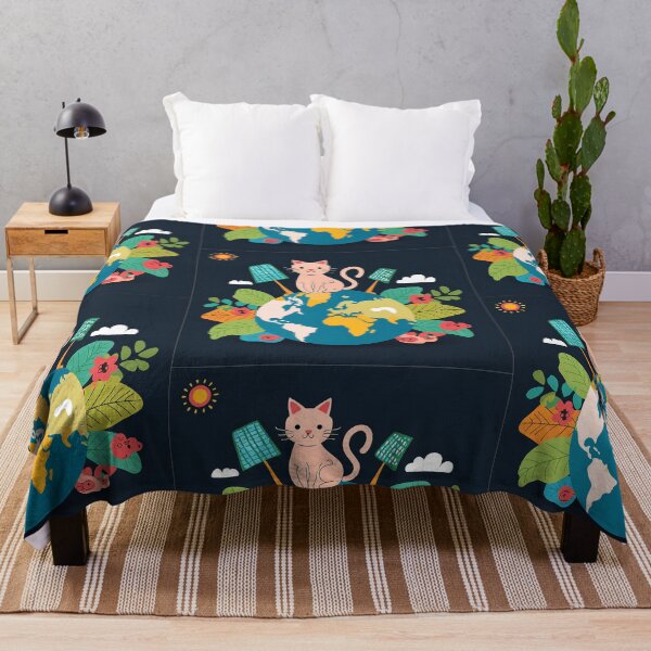 Item preview, Cartoon image of cute cat in concept of sustainable world.  designed and sold by PhotoSticker-YY.