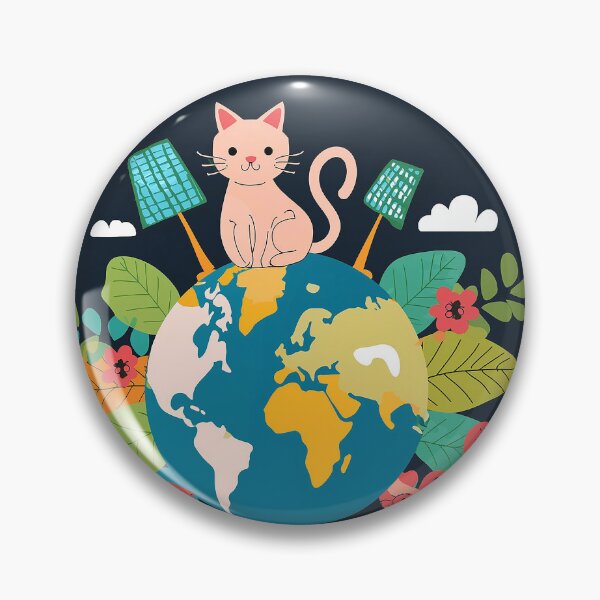 Item preview, Cartoon image of cute cat in concept of sustainable world.  designed and sold by PhotoSticker-YY.