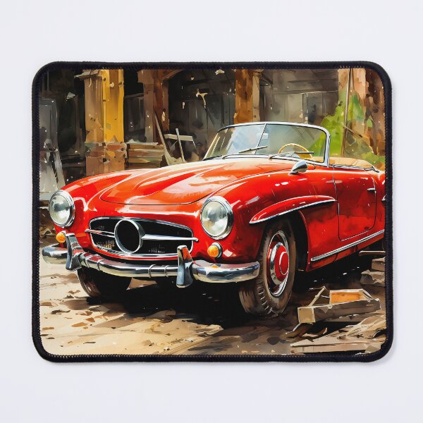 Item preview, Mercedes Benz SL, Classic Elegance Car Rediscovered Poster, Timeless Convertible Art Print, Vintage Car Illustration designed and sold by RevUpDesign.