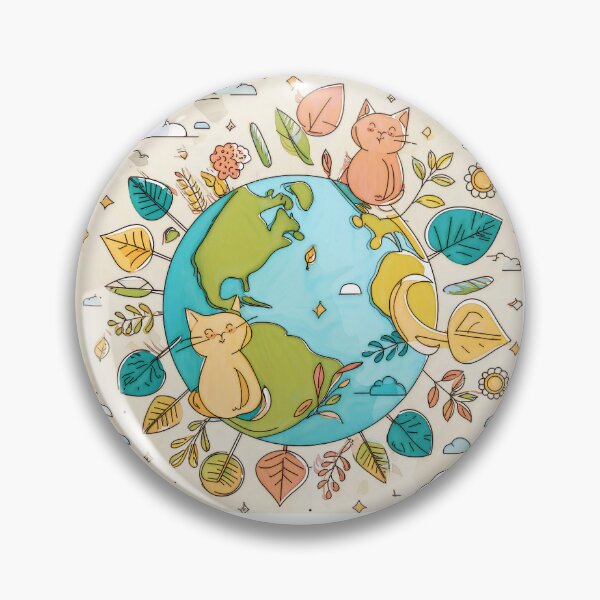Item preview, Cartoon image of cute cat in concept of environmental conservation idea. designed and sold by PhotoSticker-YY.