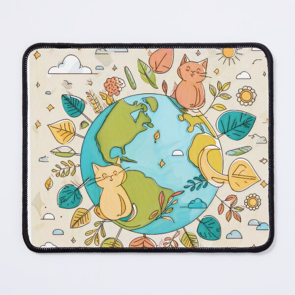 Item preview, Cartoon image of cute cat in concept of environmental conservation idea. designed and sold by PhotoSticker-YY.