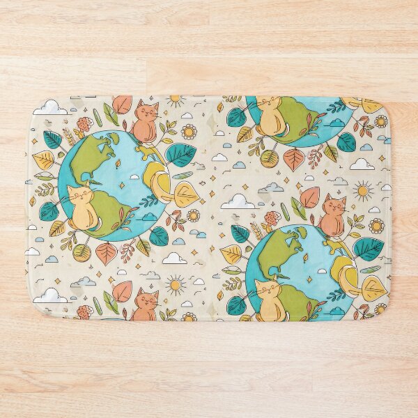 Item preview, Cartoon image of cute cat in concept of environmental conservation idea. designed and sold by PhotoSticker-YY.