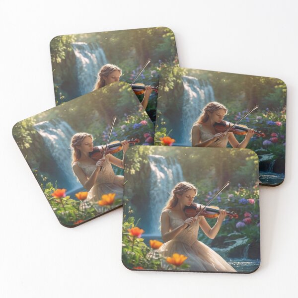 Artikelvorschau, Victorian Violinist in the Enchanted Garden Waterfall entworfen und verkauft von BlareBlare.