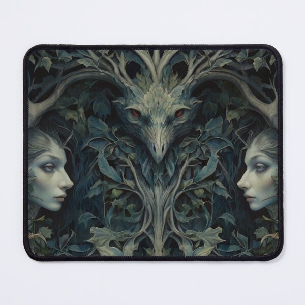Item preview, Sylphs and Sprites fairy forest magical beautiful dark spooky fresco design after William Morris designed and sold by Vintage Designs +.