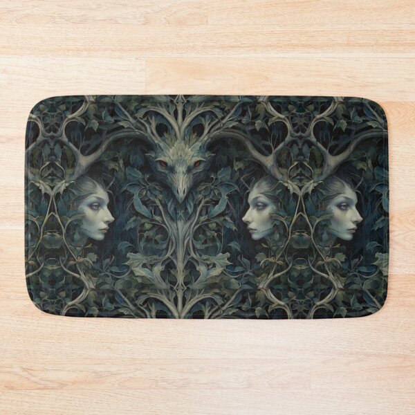 Item preview, Sylphs and Sprites fairy forest magical beautiful dark spooky fresco design after William Morris designed and sold by Vintage Designs +.