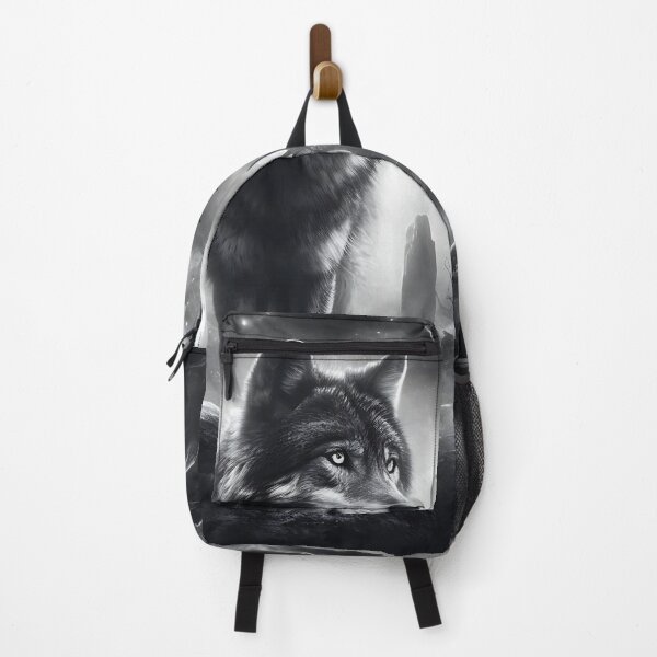 Item preview, a wolf black and white with a mystical background designed and sold by bernhagen.