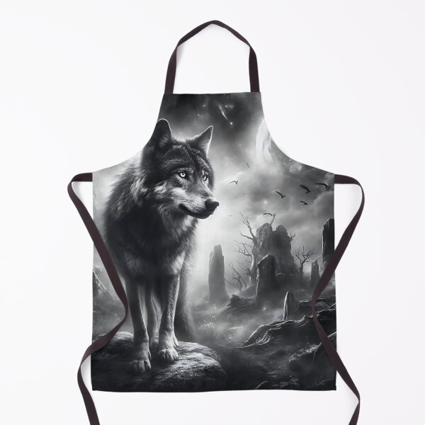 Item preview, a wolf black and white with a mystical background designed and sold by bernhagen.