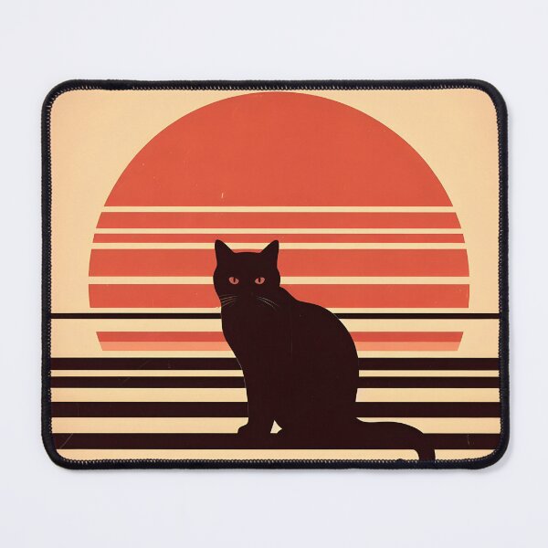 Item preview, Black Cat on a Red Retro Sun Setting designed and sold by TirConnaill.