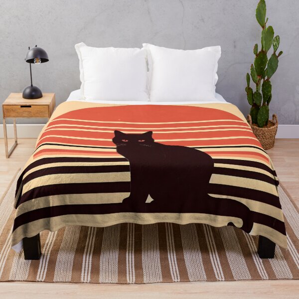 Item preview, Black Cat on a Red Retro Sun Setting designed and sold by TirConnaill.
