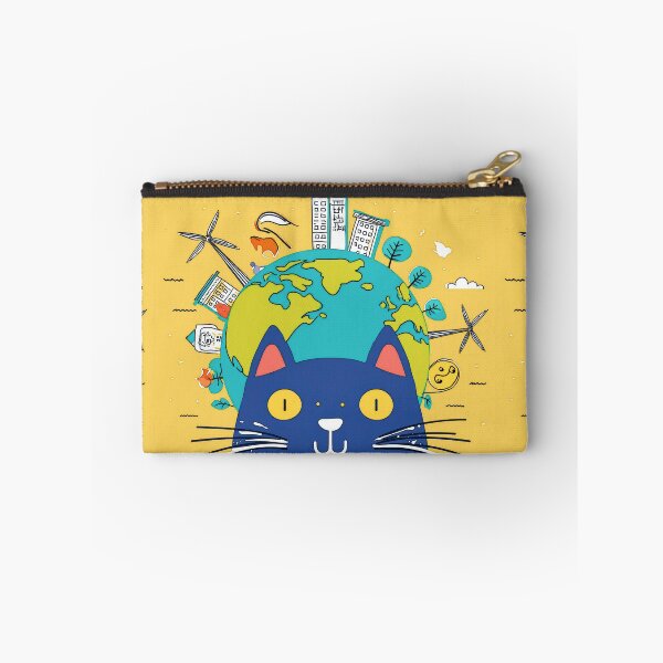 Item preview, Cartoon image of cute cat head in concept of sustainable world. designed and sold by PhotoSticker-YY.