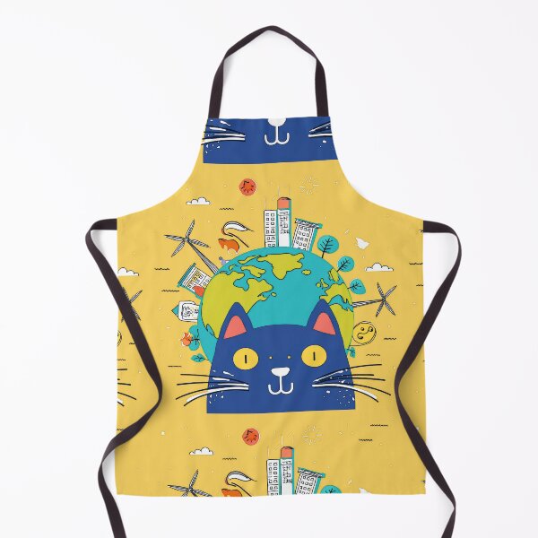 Item preview, Cartoon image of cute cat head in concept of sustainable world. designed and sold by PhotoSticker-YY.