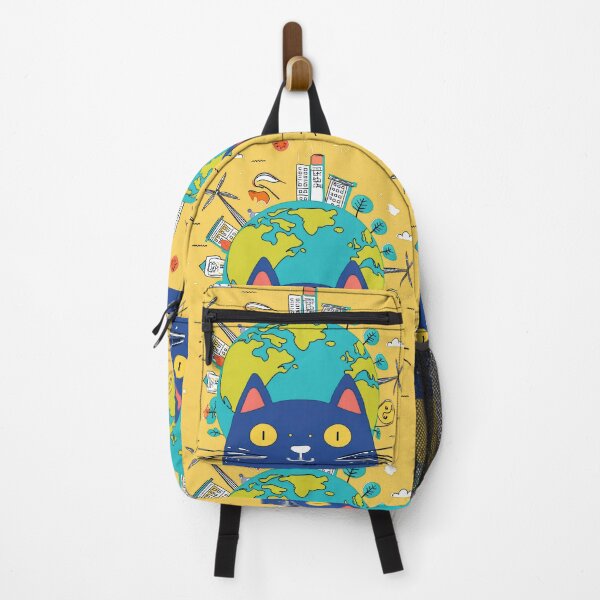 Item preview, Cartoon image of cute cat head in concept of sustainable world. designed and sold by PhotoSticker-YY.